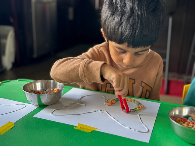 Happy children playing and learning